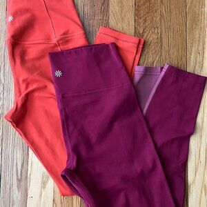 Athleta Transcend High Rise Leggings – Orange & Berry Rose Colorblock – Size S